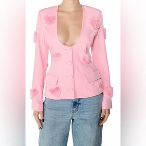 AKIRA Pink Heart-Accented Blazer